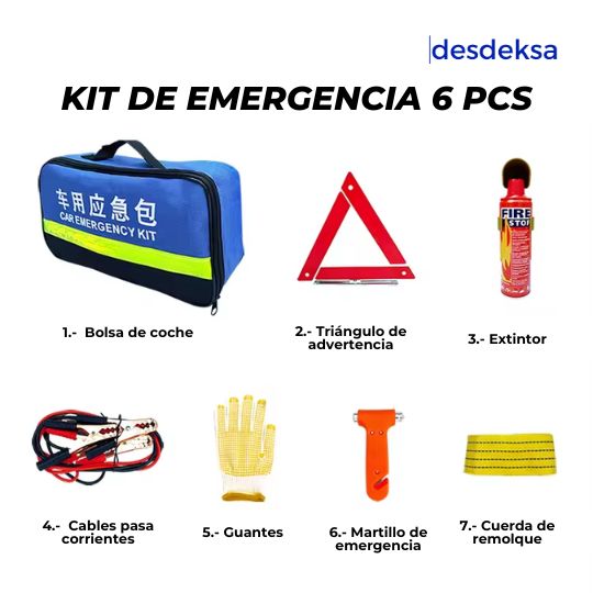 Lleva la Seguridad en Tu Carro 🚗 Kit de Emergencia 6 pcs