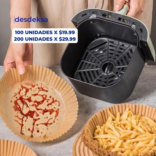 Bandeja de Papel Anti-Adherentes para AirFryer x 100 + Recetario