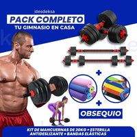 Kit de mancuernas 20kg 💪🏻Pack Completo tu gimnasio en casa