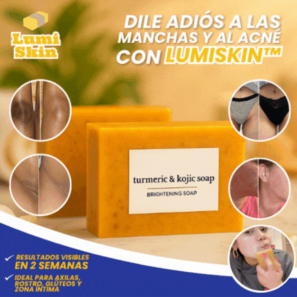 LumiSkin™ Jabón de curcuma y Acido Kojico, Adios manchas oscura, Adios Acné