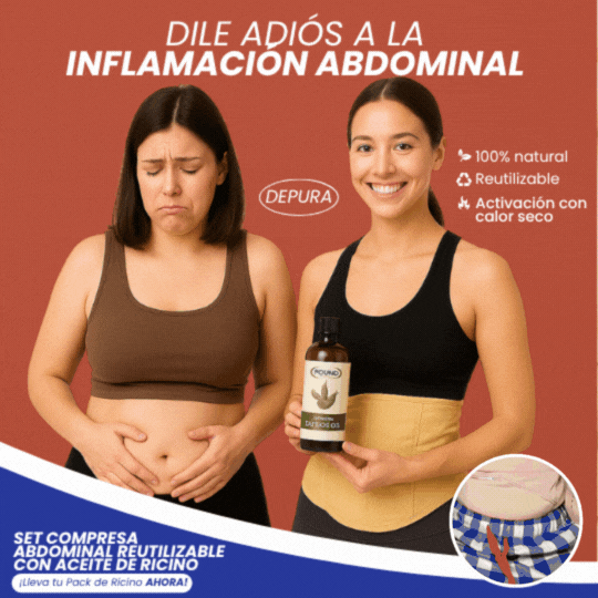 Depura™  Compresa abdominal Reutilizable Más Aceite de Ricino, Vientre Plano Desde el Primer Día.