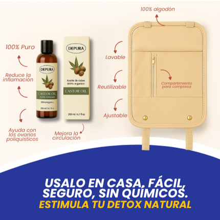 Depura™  Compresa abdominal Reutilizable Más Aceite de Ricino, Vientre Plano Desde el Primer Día.
