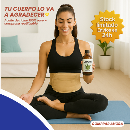 Depura™  Compresa abdominal Reutilizable Más Aceite de Ricino, Vientre Plano Desde el Primer Día.