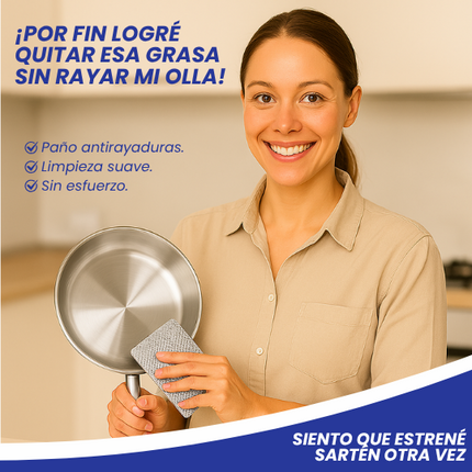 SuperClean™ Potente limpiador en pasta más set de paños antirayaduras, Recupera tus utensilios de cocina en 3 minutos