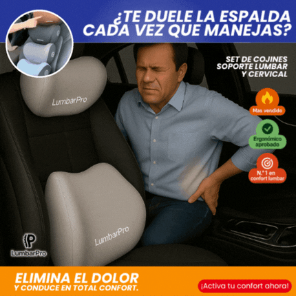 Lumbarpro™ Kit de almohadas de apoyo Lumbar y Cervical para Carros