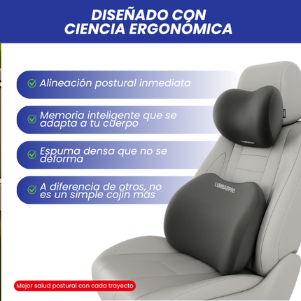 Lumbarpro™ Kit de almohadas de apoyo Lumbar y Cervical para Carros