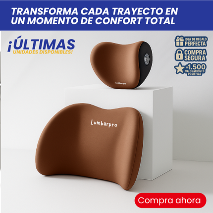 Lumbarpro™ Kit de almohadas de apoyo Lumbar y Cervical para Carros
