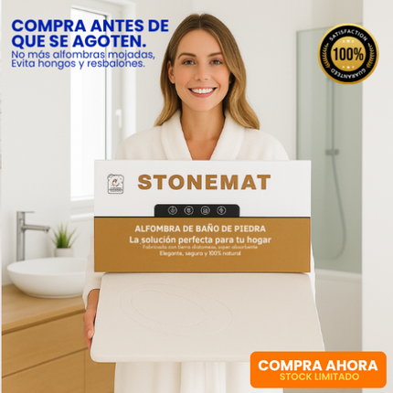 Stonemat™ Alfombra de baño de piedra que seca en 3 segundos, evita caídas y gérmenes