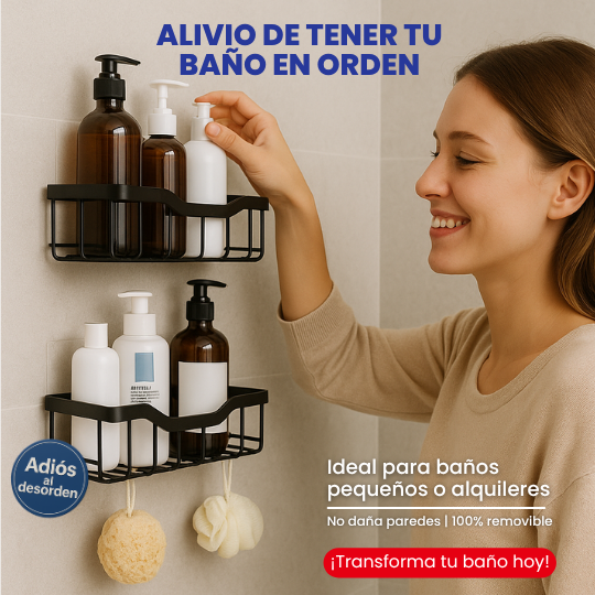 BathEase™ Kit organizador 5en1 sin taladro | Ordena tu baño en 5 minutos