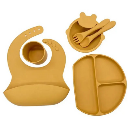 Set Alimentación Platos Silicona Para Bebé Con Succión 6 Pz